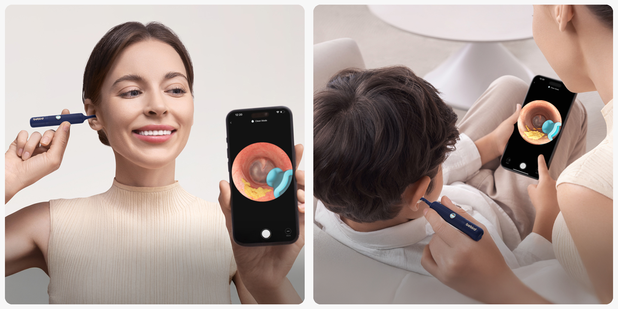 width=100% Urządzenie do czyszczenia uszu Bebird EarSight Plus I35R - niebieski - użytkowanie